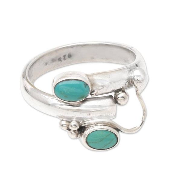 Alternate image for Turquoise and Sterling Silver Wrap Ring Passed Message