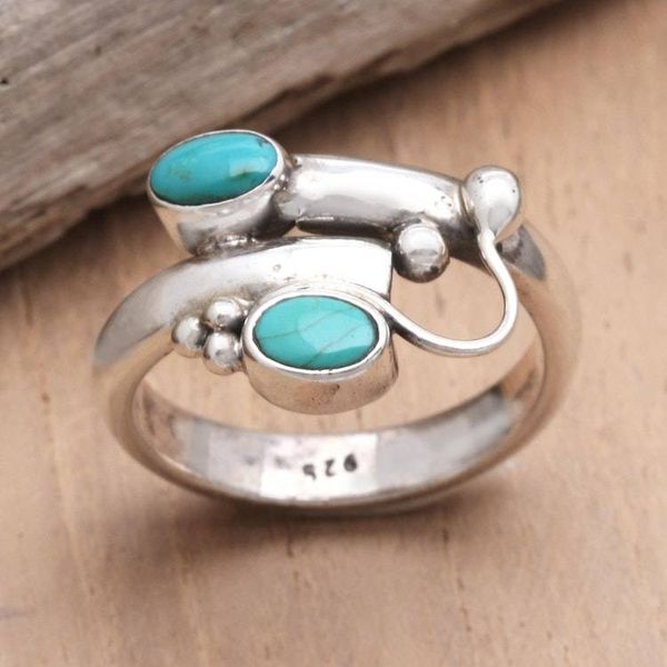 Alternate image for Turquoise and Sterling Silver Wrap Ring Passed Message