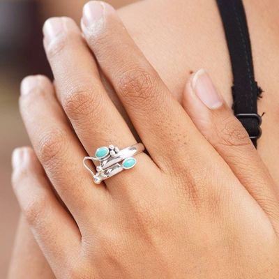 Alternate image for Turquoise and Sterling Silver Wrap Ring Passed Message