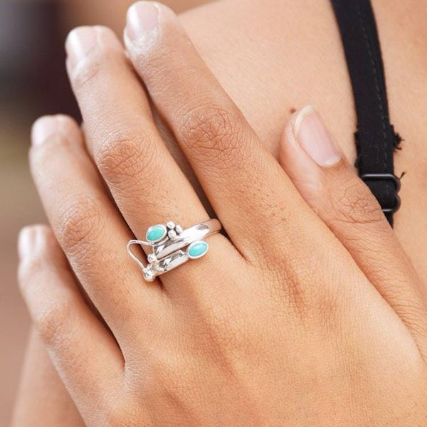 Alternate image for Turquoise and Sterling Silver Wrap Ring Passed Message