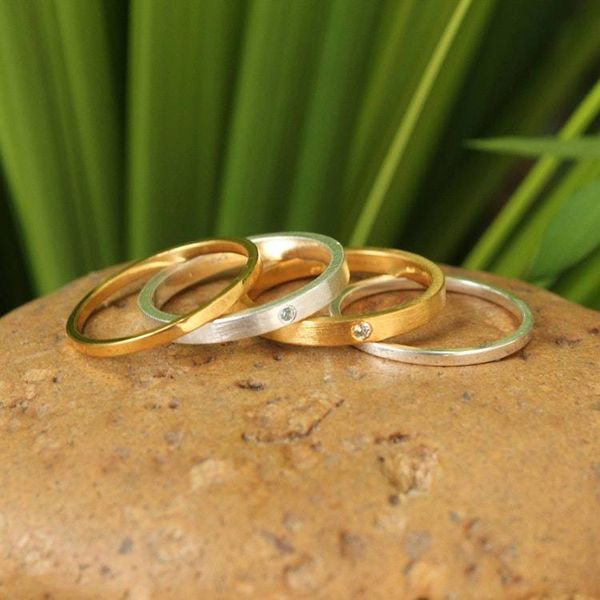 Alternate image for Gold Vermeil Gemstone Stacking Rings Set of 4 Thai Spark