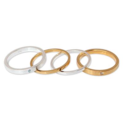 Alternate image for Gold Vermeil Gemstone Stacking Rings Set of 4 Thai Spark