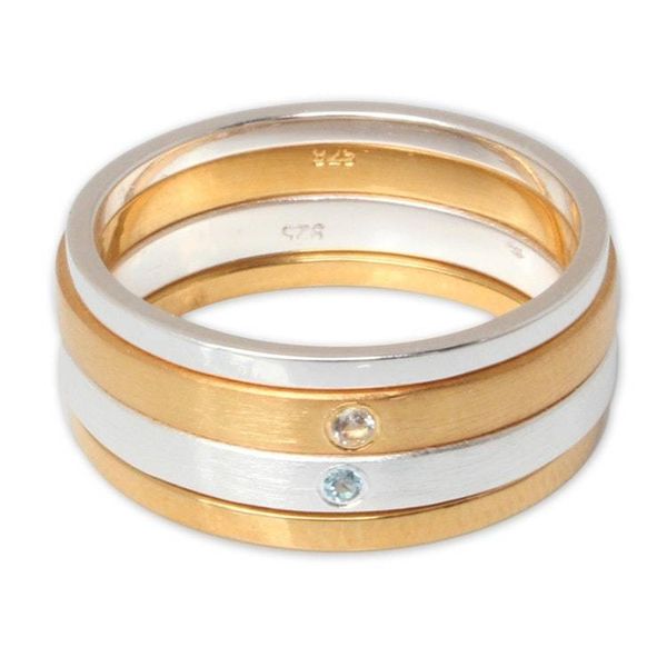 Alternate image for Gold Vermeil Gemstone Stacking Rings Set of 4 Thai Spark