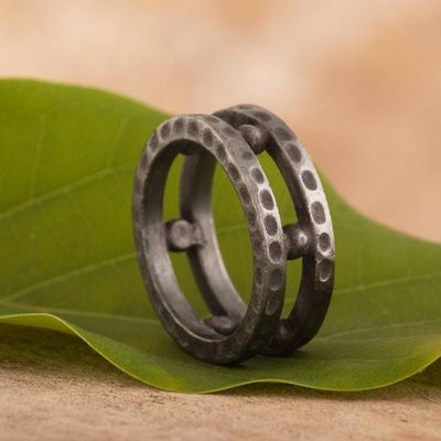 Primary image for Mens Dark Sterling Silver Band Ring from Peru Dark Thor