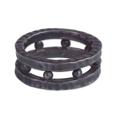 Alternate image for Mens Dark Sterling Silver Band Ring from Peru Dark Thor