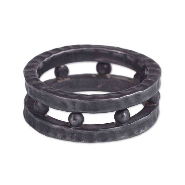 Alternate image for Mens Dark Sterling Silver Band Ring from Peru Dark Thor