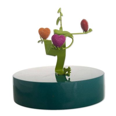Alternate image for Green Aluminum Harlequin Juggling Hearts Sculpture Love Juggler