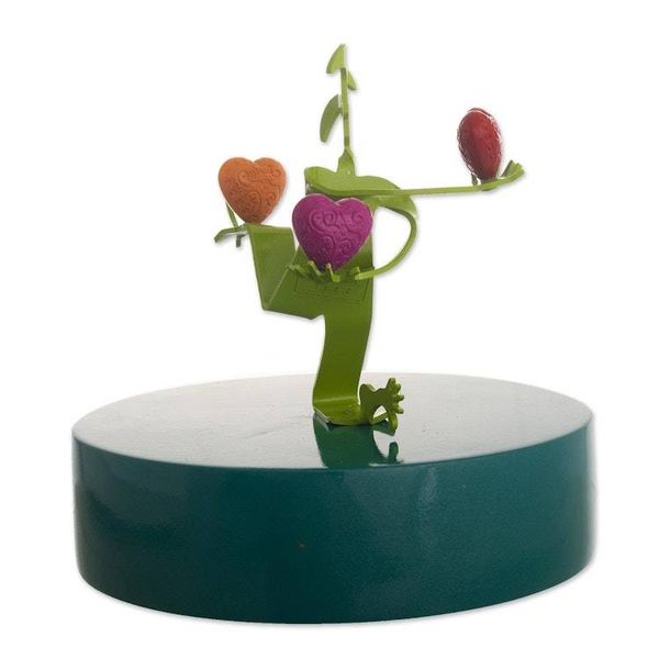 Alternate image for Green Aluminum Harlequin Juggling Hearts Sculpture Love Juggler
