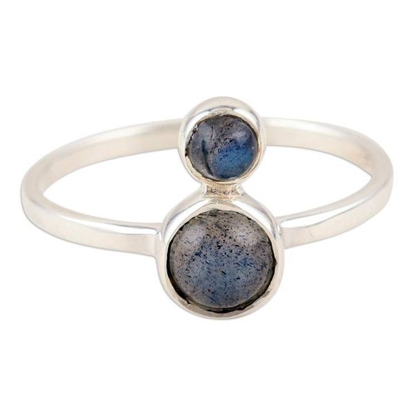 Alternate image for Handmade Sterling Silver and Labradorite Cocktail Ring Dusky Moon