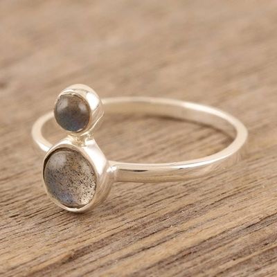 Alternate image for Handmade Sterling Silver and Labradorite Cocktail Ring Dusky Moon