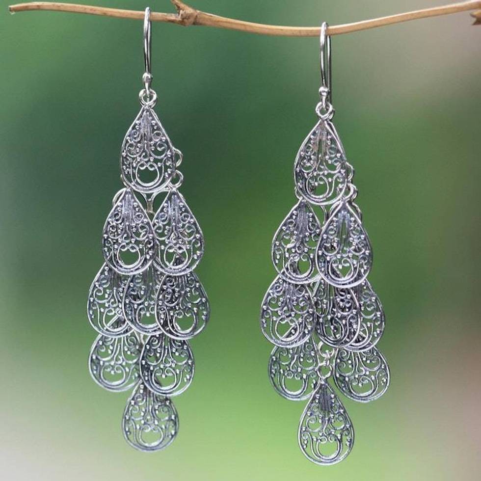 Fair Trade Women's Sterling Silver Filigree Earrings 'Infinite Finesse'