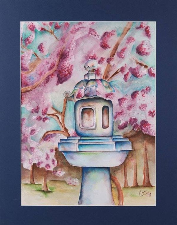 Alternate image for Signed Realist Painting of a Zen Garden from India Zen Garden