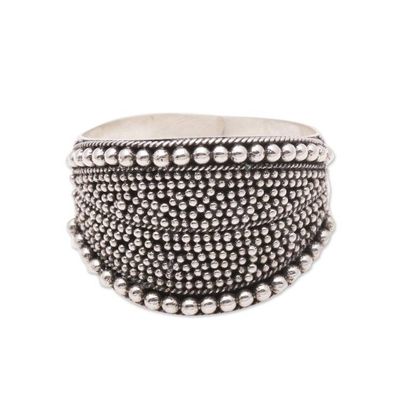 Alternate image for Dot Pattern Sterling Silver Band Ring from Java Balinese Dots