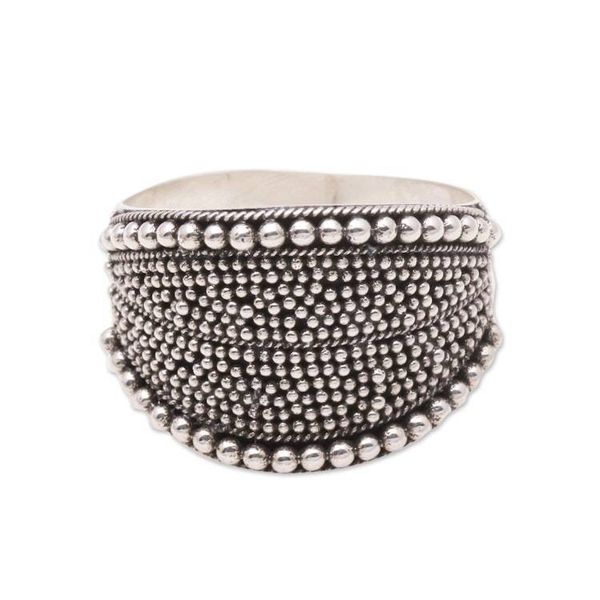 Alternate image for Dot Pattern Sterling Silver Band Ring from Java Balinese Dots