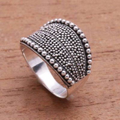 Alternate image for Dot Pattern Sterling Silver Band Ring from Java Balinese Dots