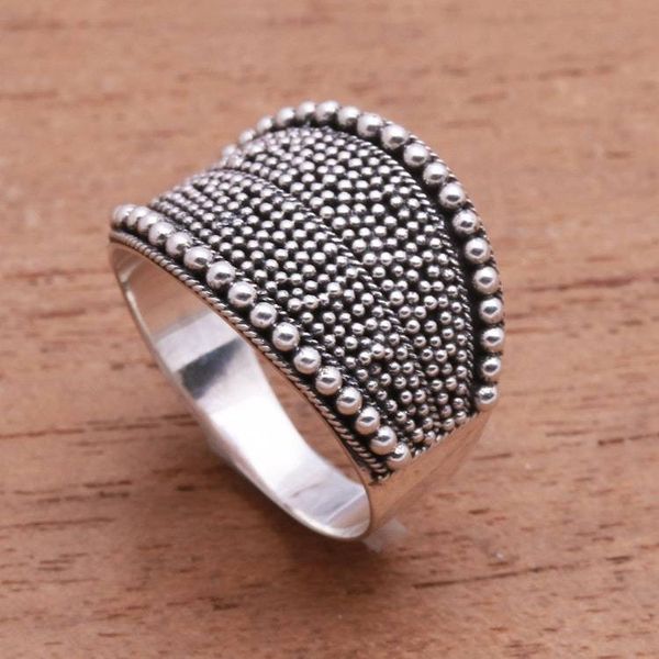 Alternate image for Dot Pattern Sterling Silver Band Ring from Java Balinese Dots