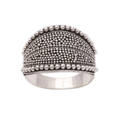 Alternate image for Dot Pattern Sterling Silver Band Ring from Java Balinese Dots