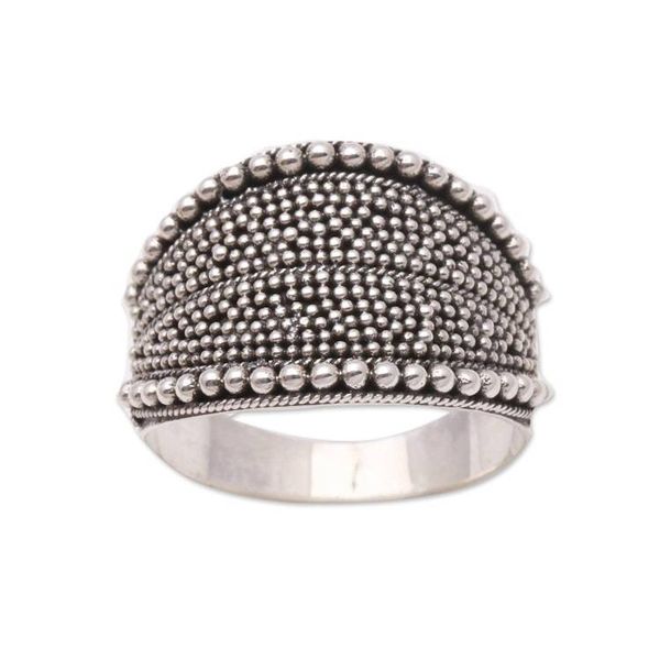 Alternate image for Dot Pattern Sterling Silver Band Ring from Java Balinese Dots