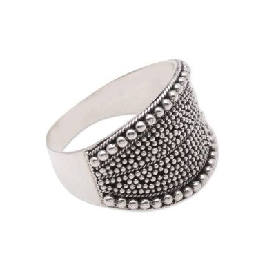 Alternate image for Dot Pattern Sterling Silver Band Ring from Java Balinese Dots