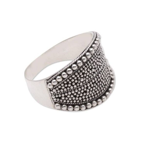 Alternate image for Dot Pattern Sterling Silver Band Ring from Java Balinese Dots