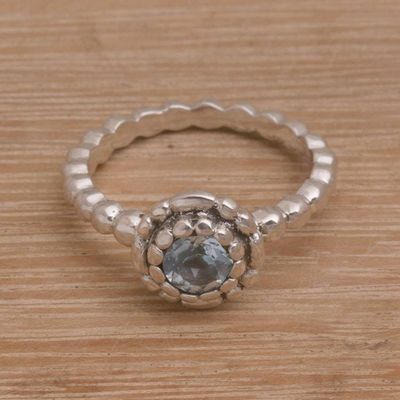 Alternate image for Sterling Silver and Blue Topaz Flower Ring from Bali Pretty Posy
