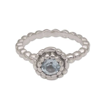 Alternate image for Sterling Silver and Blue Topaz Flower Ring from Bali Pretty Posy