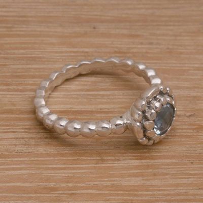 Alternate image for Sterling Silver and Blue Topaz Flower Ring from Bali Pretty Posy