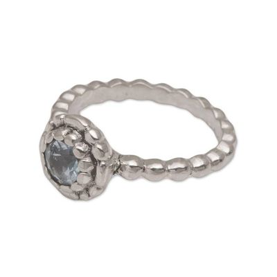 Alternate image for Sterling Silver and Blue Topaz Flower Ring from Bali Pretty Posy