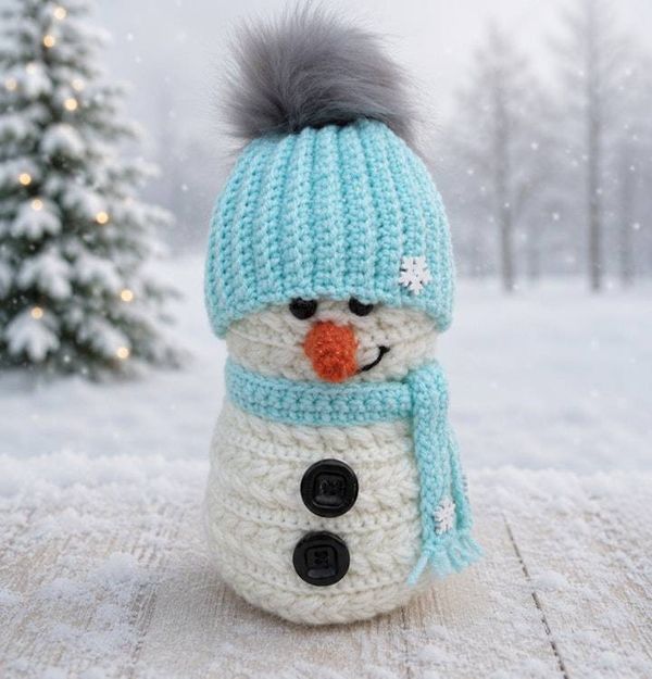 Alternate image for Cool Crochet Snowman in Aqua