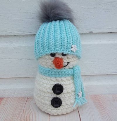 Alternate image for Cool Crochet Snowman in Aqua