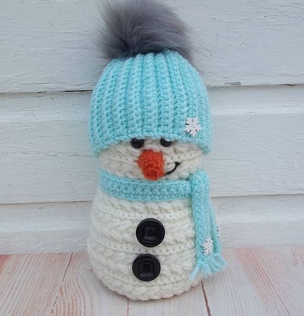 Alternate image for Cool Crochet Snowman in Aqua
