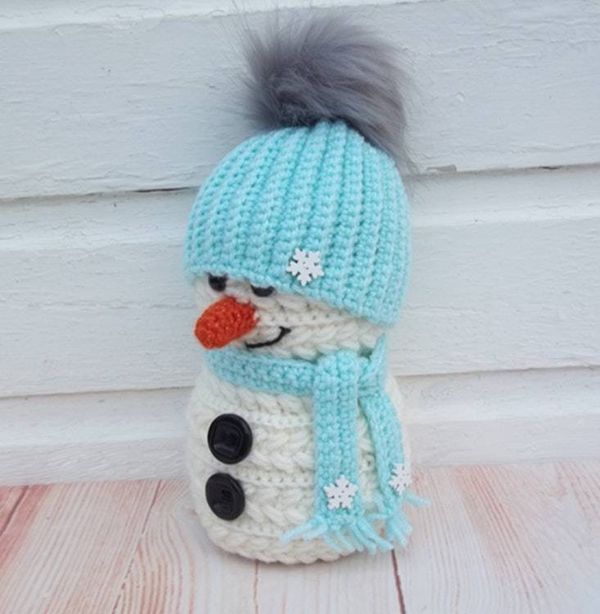 Alternate image for Cool Crochet Snowman in Aqua