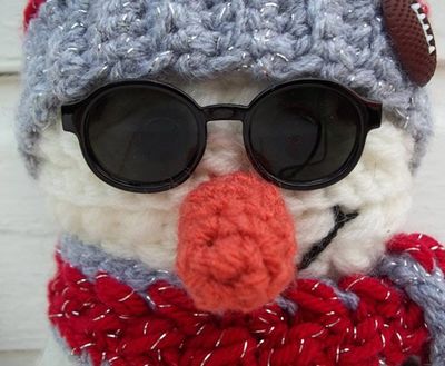 Alternate image for Cool Crochet Snowman in Red and Gray