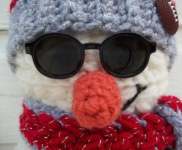 Alternate image for Cool Crochet Snowman in Red and Gray