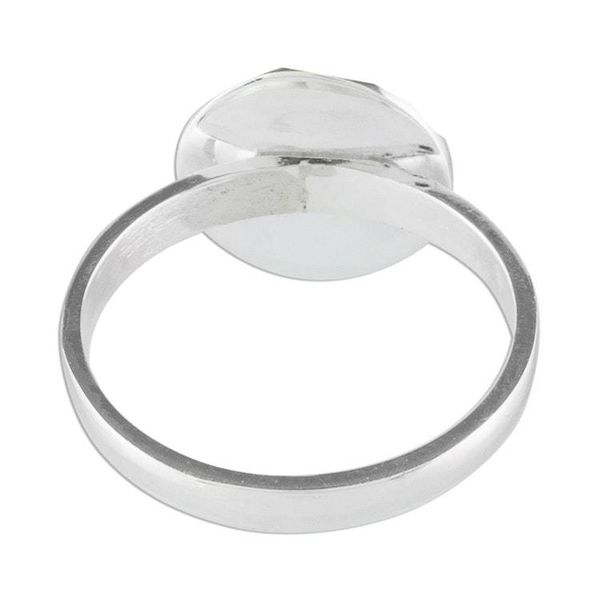 Alternate image for Sterling Silver Ring with a Pale Ice Green Jade Circle Ice Green Moon