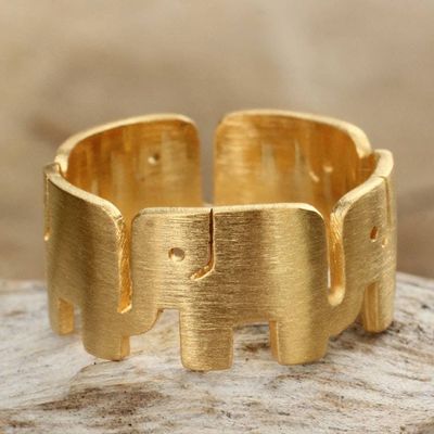 Primary image for Unique Gold Plated Band Ring Elephant Pride