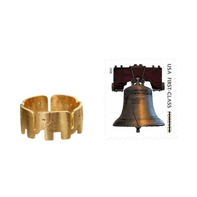 Alternate image for Unique Gold Plated Band Ring Elephant Pride