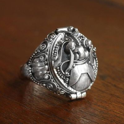 Primary image for Mens Sterling Silver Locket Ring Scared Ranga