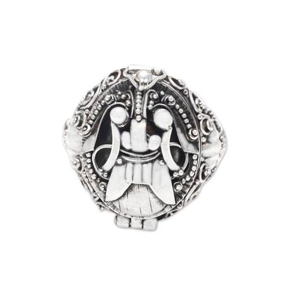 Alternate image for Mens Sterling Silver Locket Ring Scared Ranga