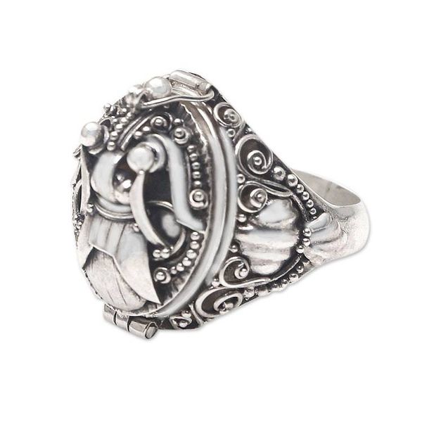 Alternate image for Mens Sterling Silver Locket Ring Scared Ranga