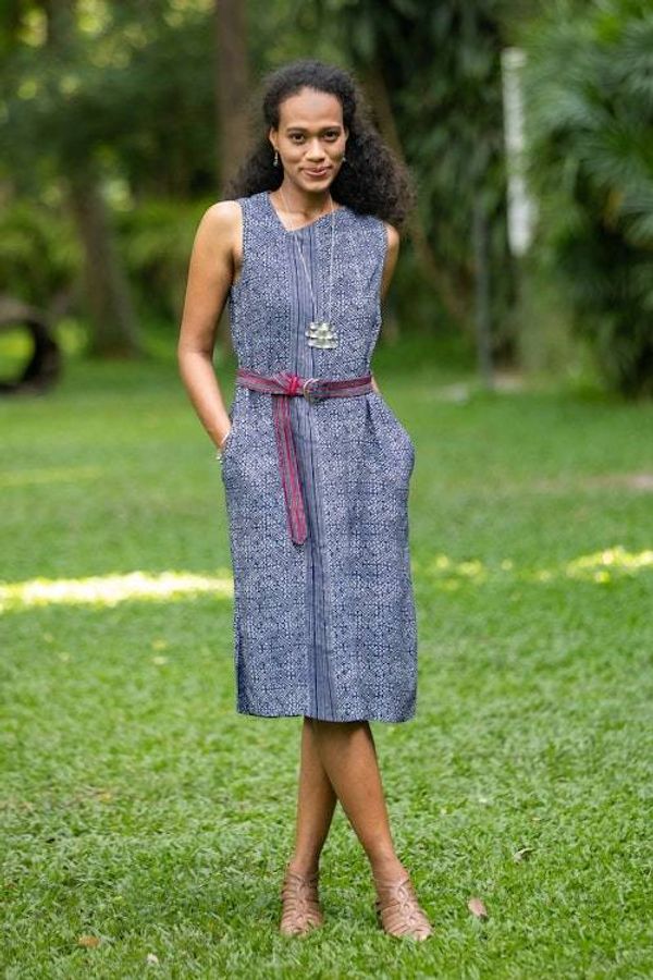Alternate image for Hmong Batik Cotton Sheath Dress New Tradition