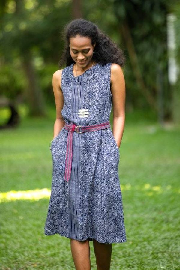Alternate image for Hmong Batik Cotton Sheath Dress New Tradition