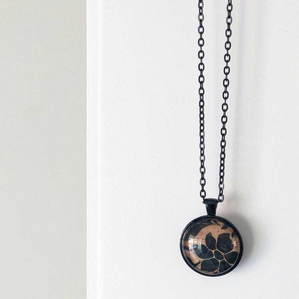 Alternate image for Necklace - Cork with Black Floral Silhouttes