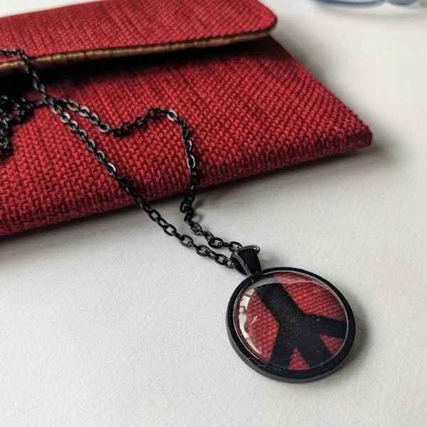 Alternate image for Necklace - Red and Black Peace Sign