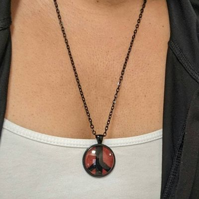 Alternate image for Necklace - Red and Black Peace Sign