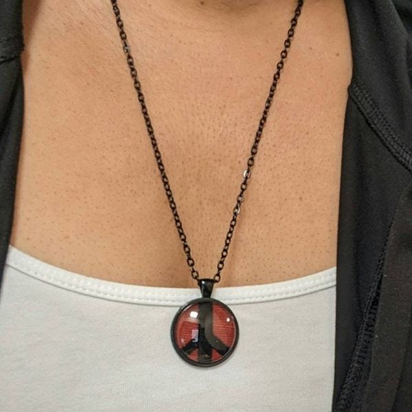 Alternate image for Necklace - Red and Black Peace Sign