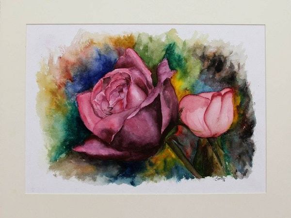 Image for Flower Portrait Original Signed Watercolor Painting Romantic Roses