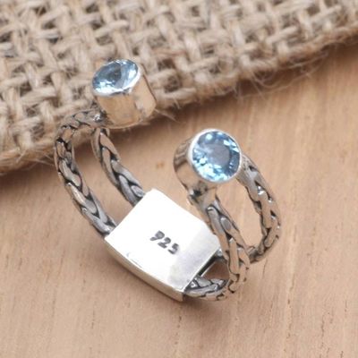 Primary image for Sterling Silver and Blue Topaz Cocktail Ring Ocean Sparkle