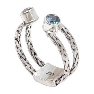 Alternate image for Sterling Silver and Blue Topaz Cocktail Ring Ocean Sparkle