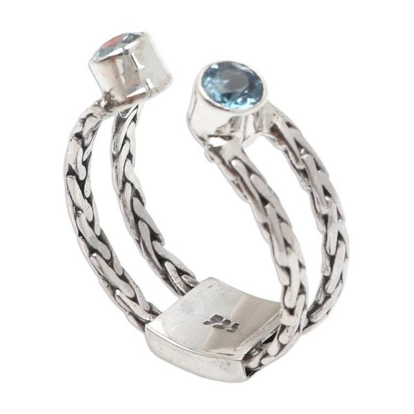 Alternate image for Sterling Silver and Blue Topaz Cocktail Ring Ocean Sparkle